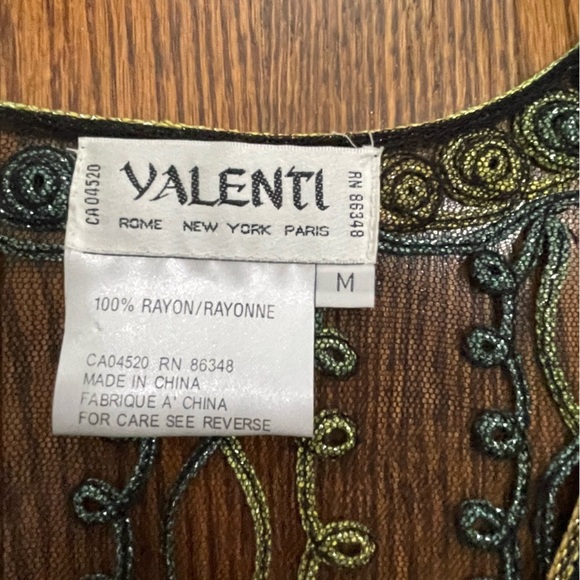 Valenti Vintage Sheer Filagree Jacket / Cover Up Blue Gold Size M - Picture 2 of 9